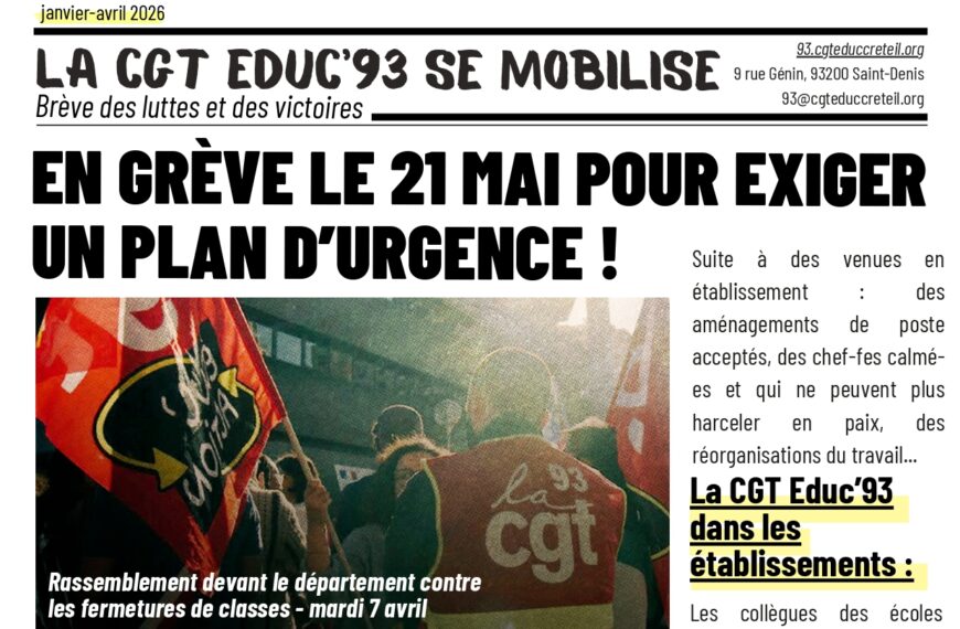 Brèves de luttes et de victoires CGT Educ’93 – Janvier-Avril 2026
