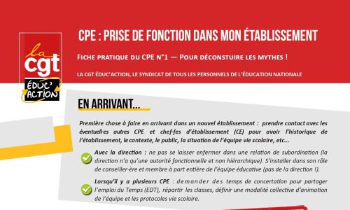 CPE : Prise de fonction dans un nouvel établissement