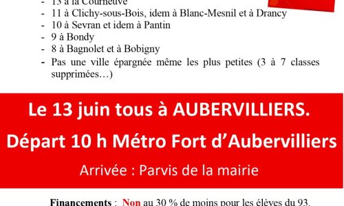 13 juin – École Publique en Danger : Non aux 275 fermetures de classes