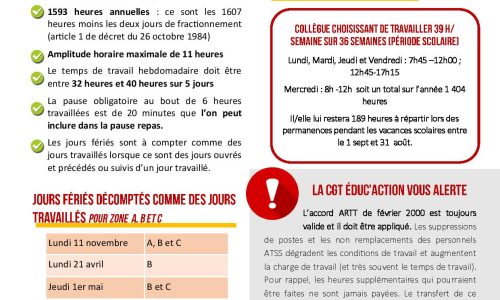 Personnels ATSS : emploi du temps et rémunérations – guide et tract