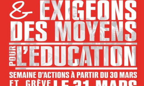 31 mars : toute la CGT mobilisée derrière l’éducation en grève
